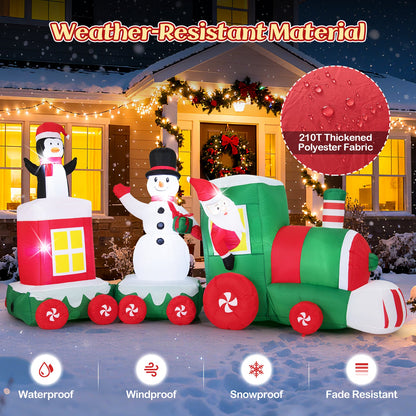 11.5 FT Christmas Inflatables Train Blow Up Santa Claus Driving Train