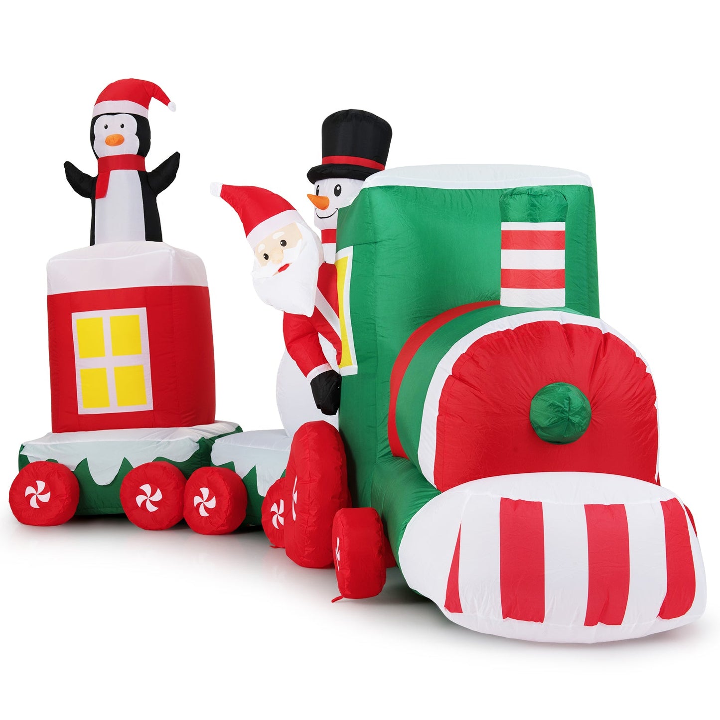 11.5 FT Christmas Inflatables Train Blow Up Santa Claus Driving Train