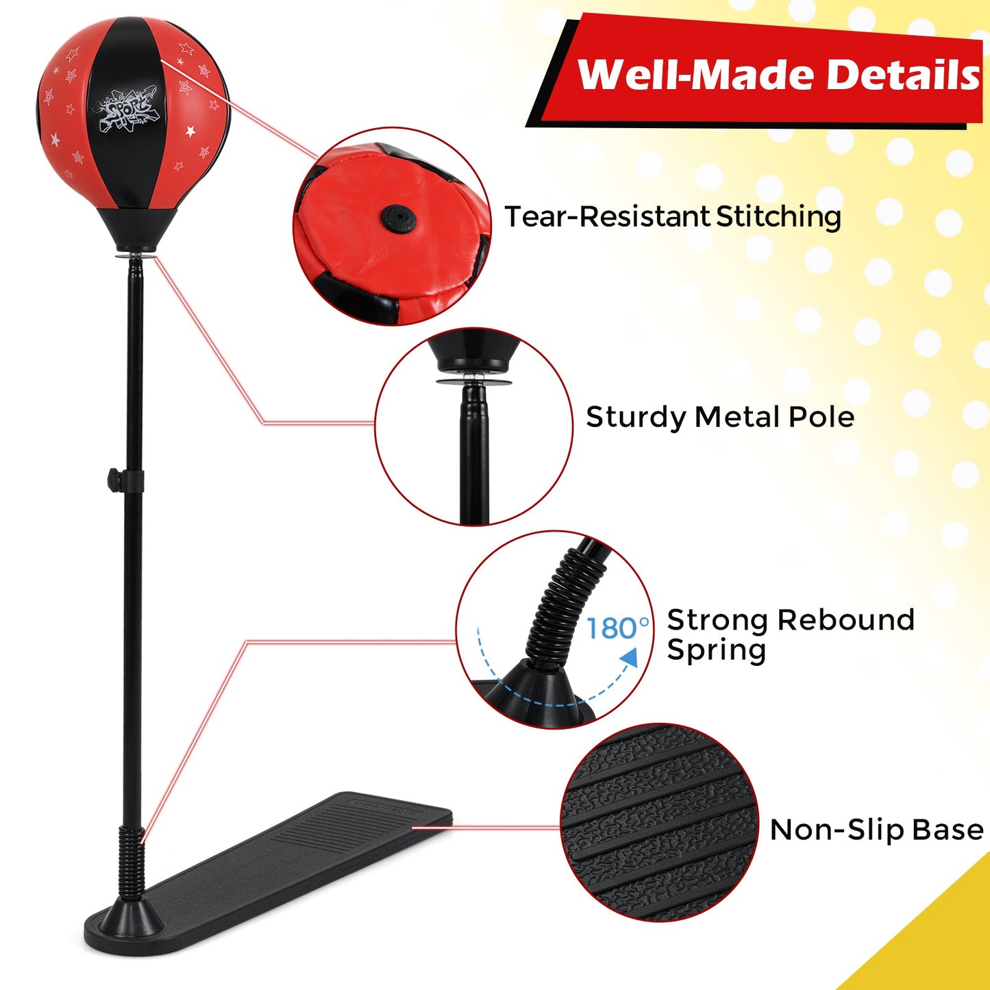 Kids Punching Bag with Adjustable Stand and Boxing Gloves