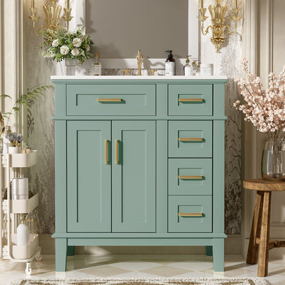 Modern Bathroom Vanity With Sink, Storage Cabinet, Soft Close Doors, Deep & Standard Drawers