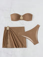Women's 3-Piece Split Swimsuit Skirted Bikini for Hot Spring Vacation Beach