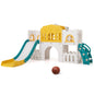 All-in-1 Toddler Slide Playset Playground with Tunnel and Ladder and Basketball