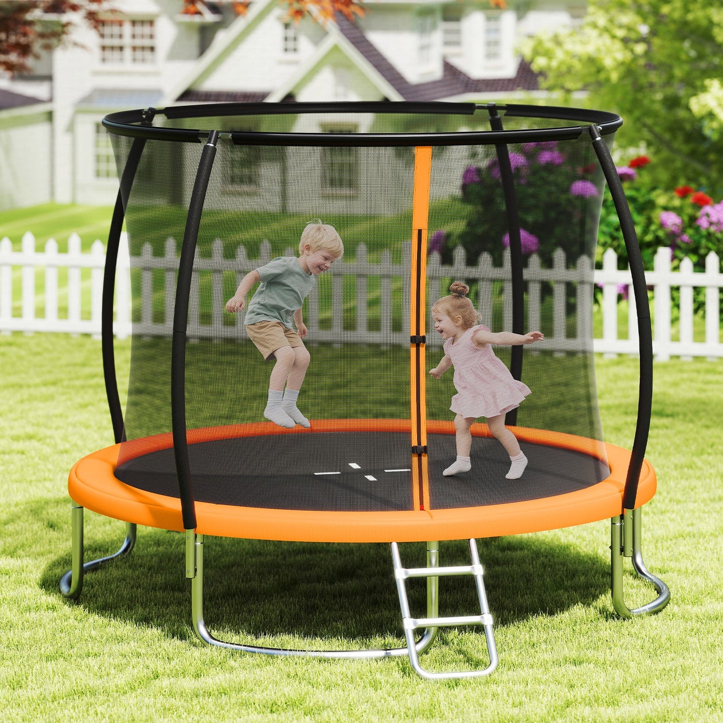 12FT Outdoor Trampoline Heavy-Duty Recreational Trampoline with Safety Enclosure Net