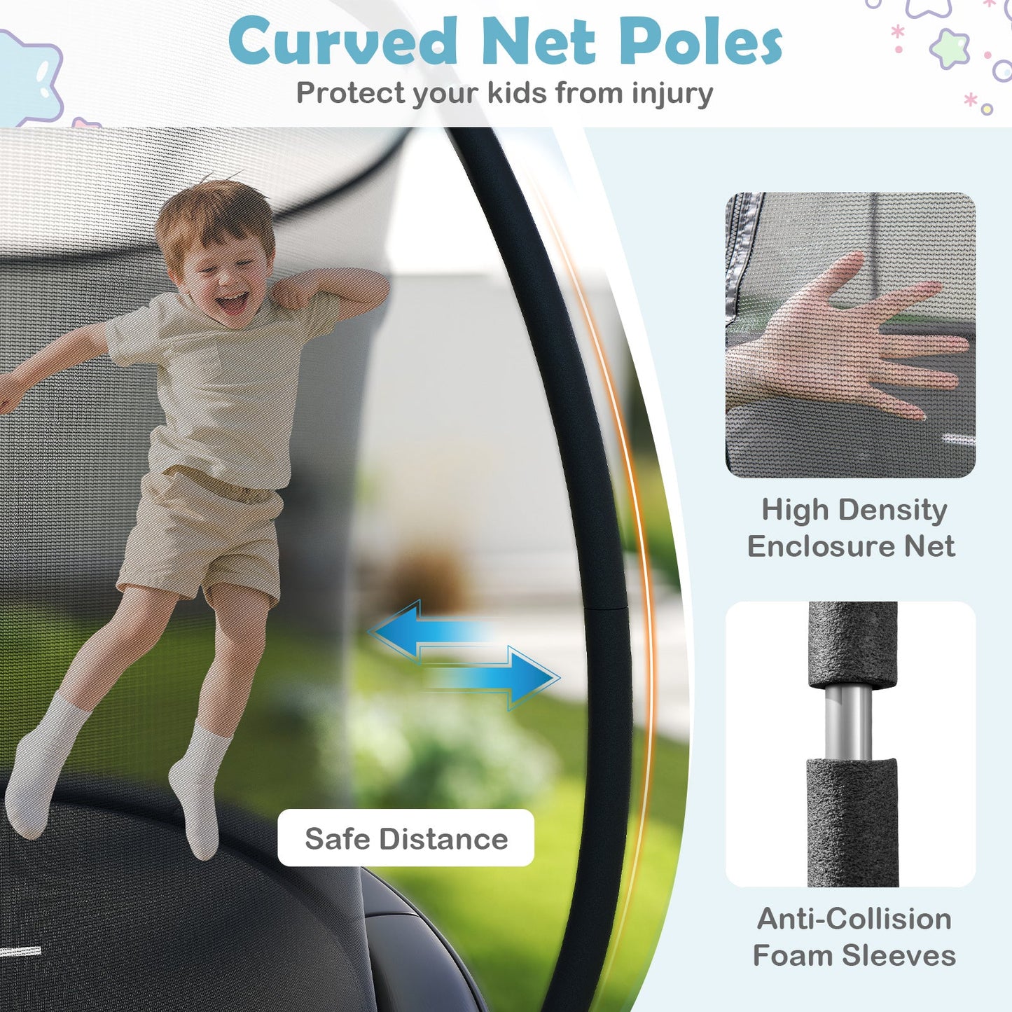 12FT Outdoor Trampoline Heavy-Duty Recreational Trampoline with Safety Enclosure Net