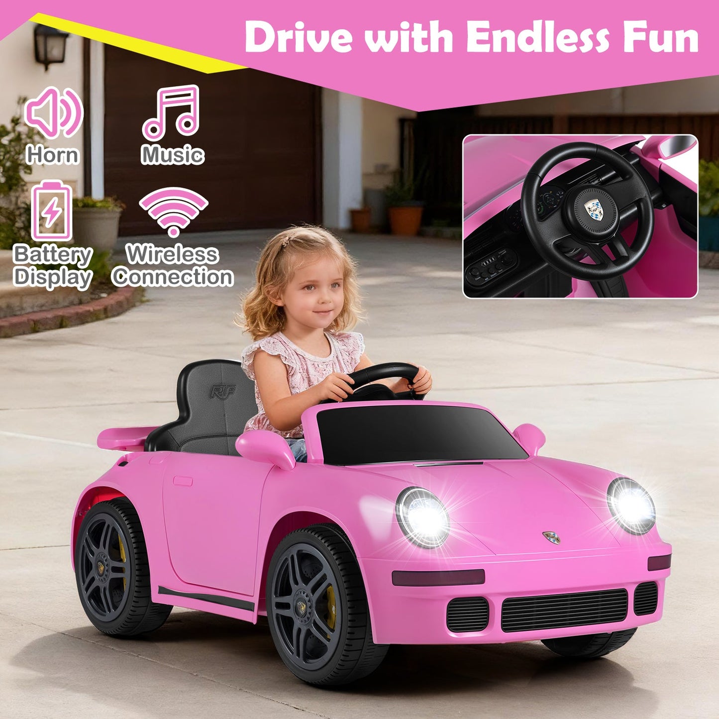 12V Electric Ride On Car Licensed RUF CTR with Remote Control and Music