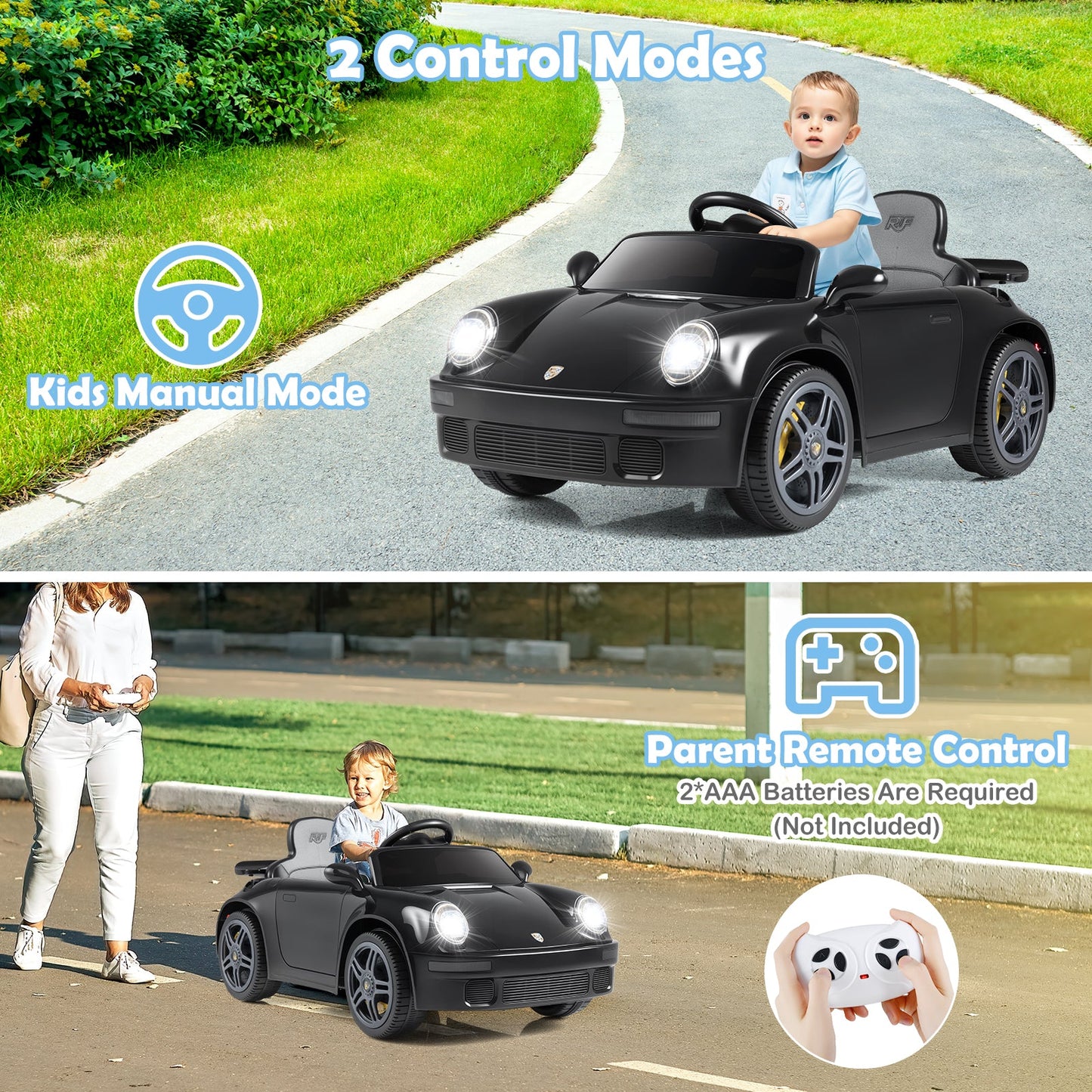 12V Electric Ride On Car Licensed RUF CTR with Remote Control and Music