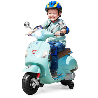 12V Kids Electric Motorcycle Licensed VESPA with Music and Training Wheels