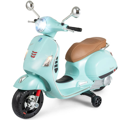 12V Kids Electric Motorcycle Licensed VESPA with Music and Training Wheels