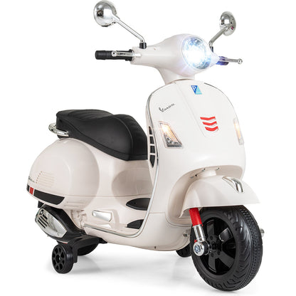 12V Kids Electric Motorcycle Licensed VESPA with Music and Training Wheels