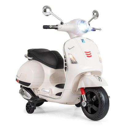 12V Kids Electric Motorcycle Licensed VESPA with Music and Training Wheels