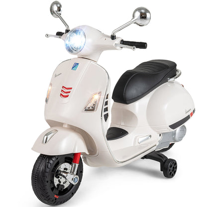 12V Kids Electric Motorcycle Licensed VESPA with Music and Training Wheels