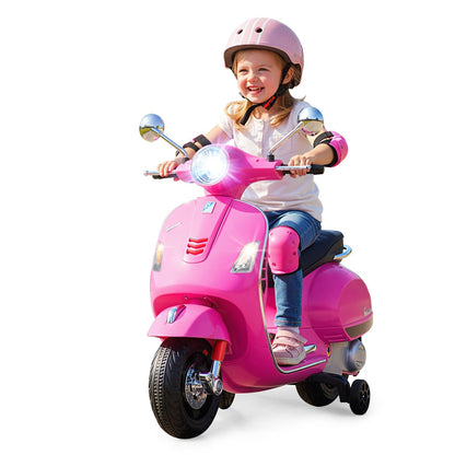12V Kids Electric Motorcycle Licensed VESPA with Music and Training Wheels