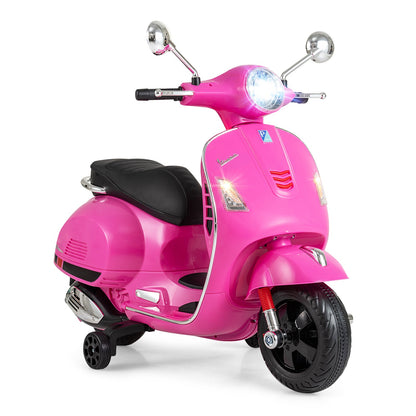 12V Kids Electric Motorcycle Licensed VESPA with Music and Training Wheels