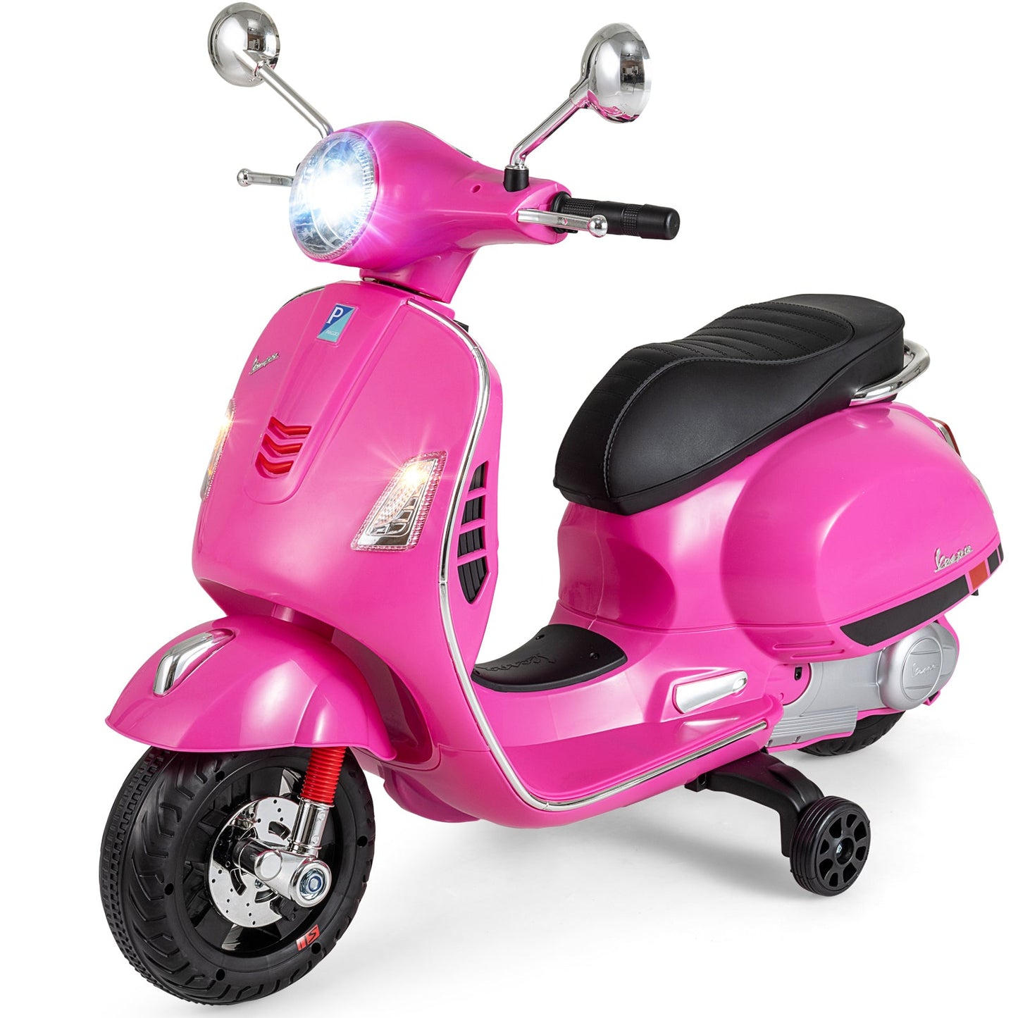 12V Kids Electric Motorcycle Licensed VESPA with Music and Training Wheels