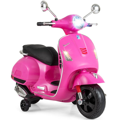 12V Kids Electric Motorcycle Licensed VESPA with Music and Training Wheels