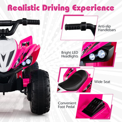 12V Kids Ride On ATV 4-Wheeler Quad with LED Lights and 7 mph Max Speed