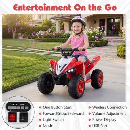 12V Kids Ride On ATV 4-Wheeler Quad with LED Lights and 7 mph Max Speed