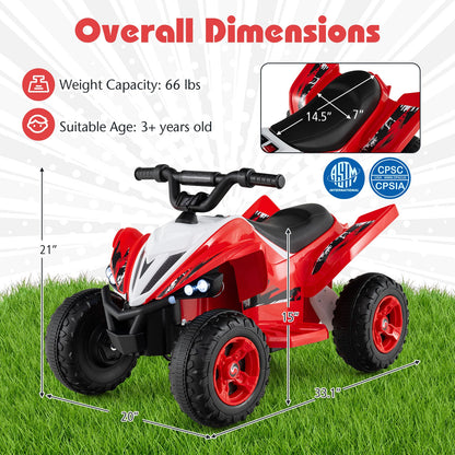 12V Kids Ride On ATV 4-Wheeler Quad with LED Lights and 7 mph Max Speed