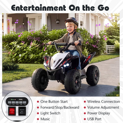12V Kids Ride On ATV 4-Wheeler Quad with LED Lights and 7 mph Max Speed