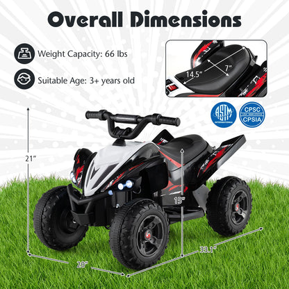 12V Kids Ride On ATV 4-Wheeler Quad with LED Lights and 7 mph Max Speed