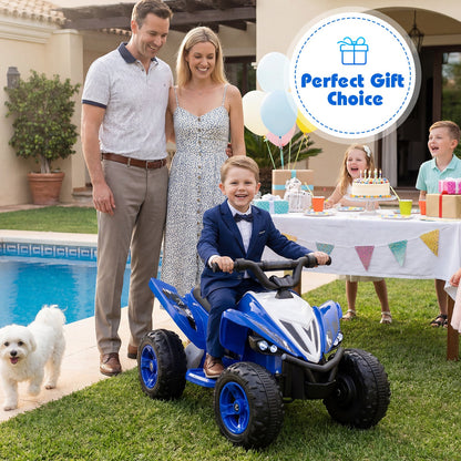 12V Kids Ride On ATV 4-Wheeler Quad with LED Lights and 7 mph Max Speed