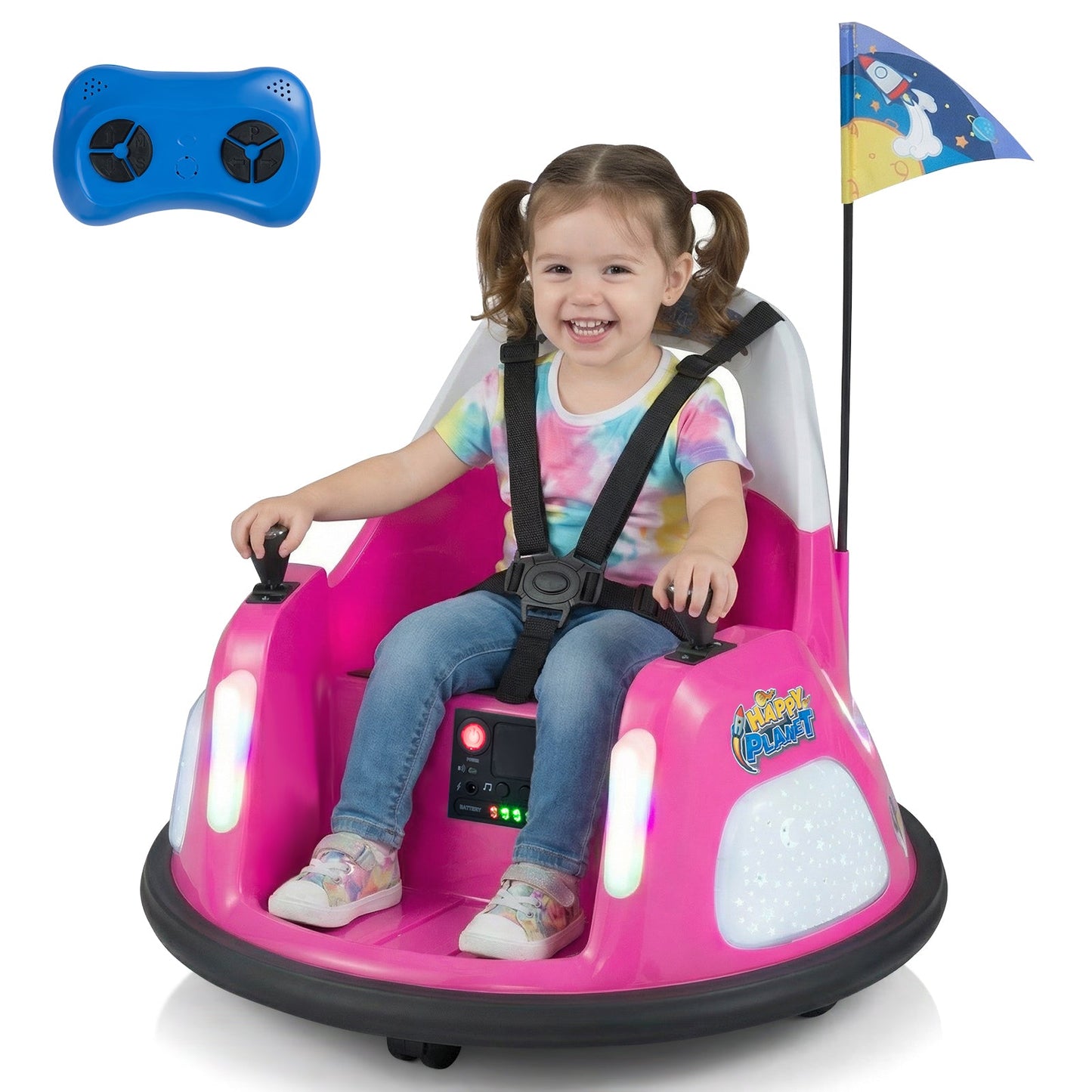 12V Kids Ride On Bumper Car with Remote Control and Flashing Lights