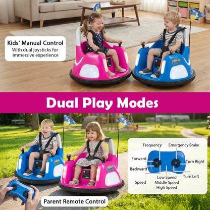 12V Kids Ride On Bumper Car with Remote Control and Flashing Lights