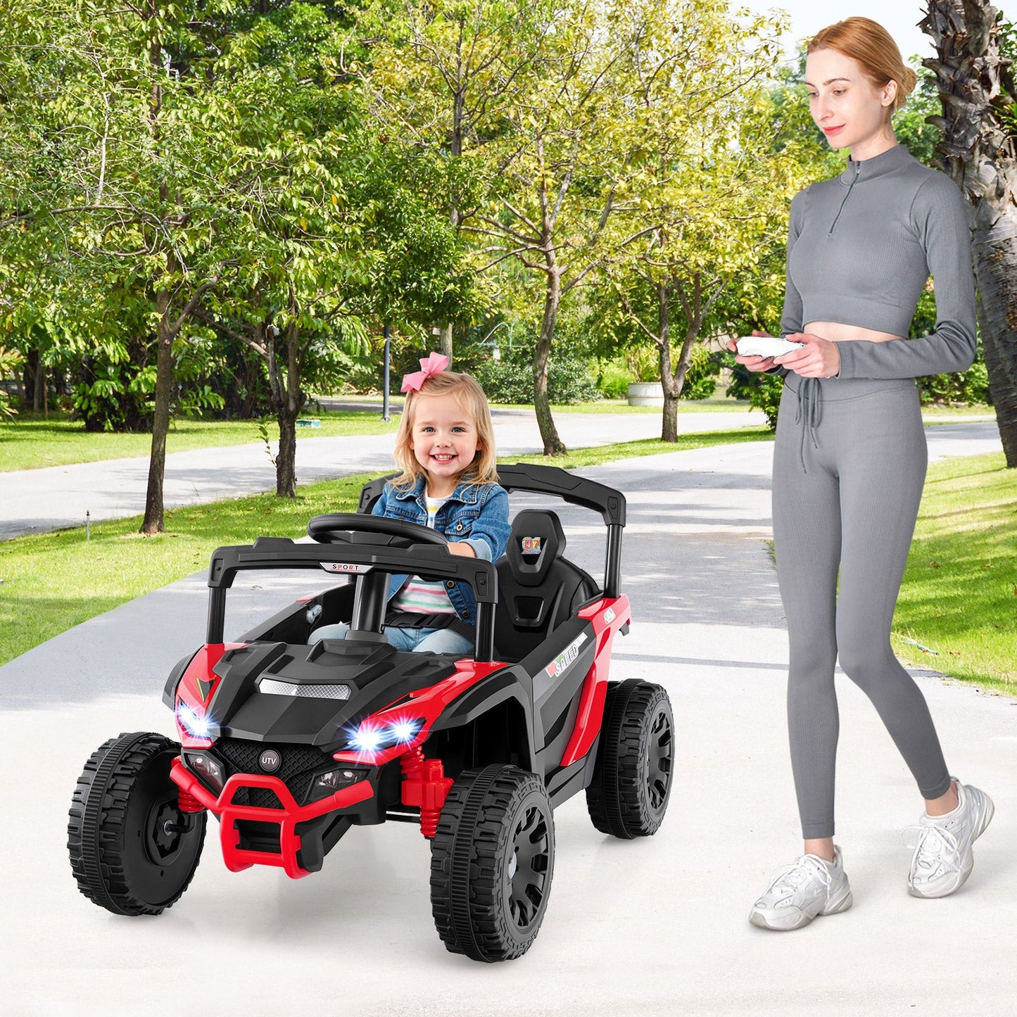 12V Kids Ride On Car UTV Electric Vehicle with LED Lights Music and Horn