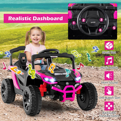 12V Kids Ride On Car UTV Electric Vehicle with LED Lights Music and Horn