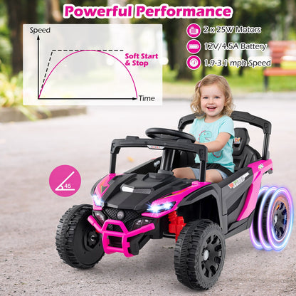 12V Kids Ride On Car UTV Electric Vehicle with LED Lights Music and Horn