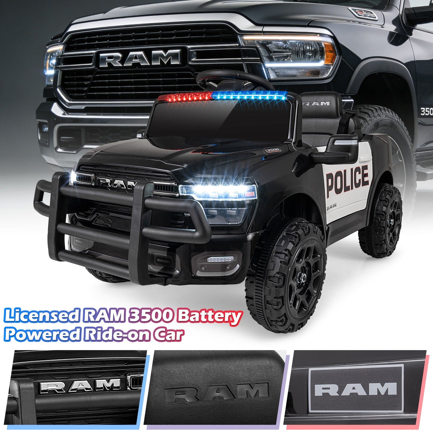 12V Kids Ride On Car Licensed RAM 3500 Electric Vehicle with Remote Control