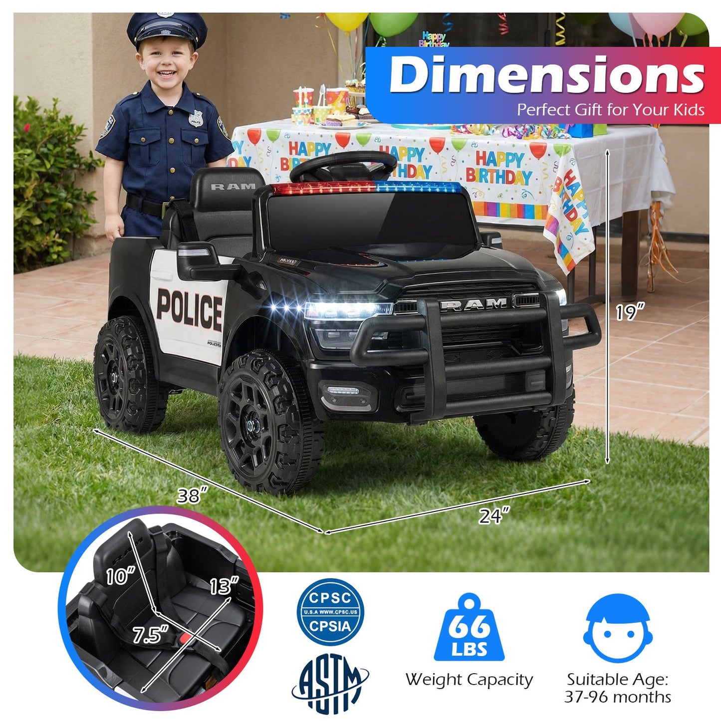 12V Kids Ride On Car Licensed RAM 3500 Electric Vehicle with Remote Control