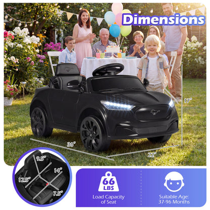 12V Kids Ride on Car Licensed Ford Mach E with Parent Control and Horn
