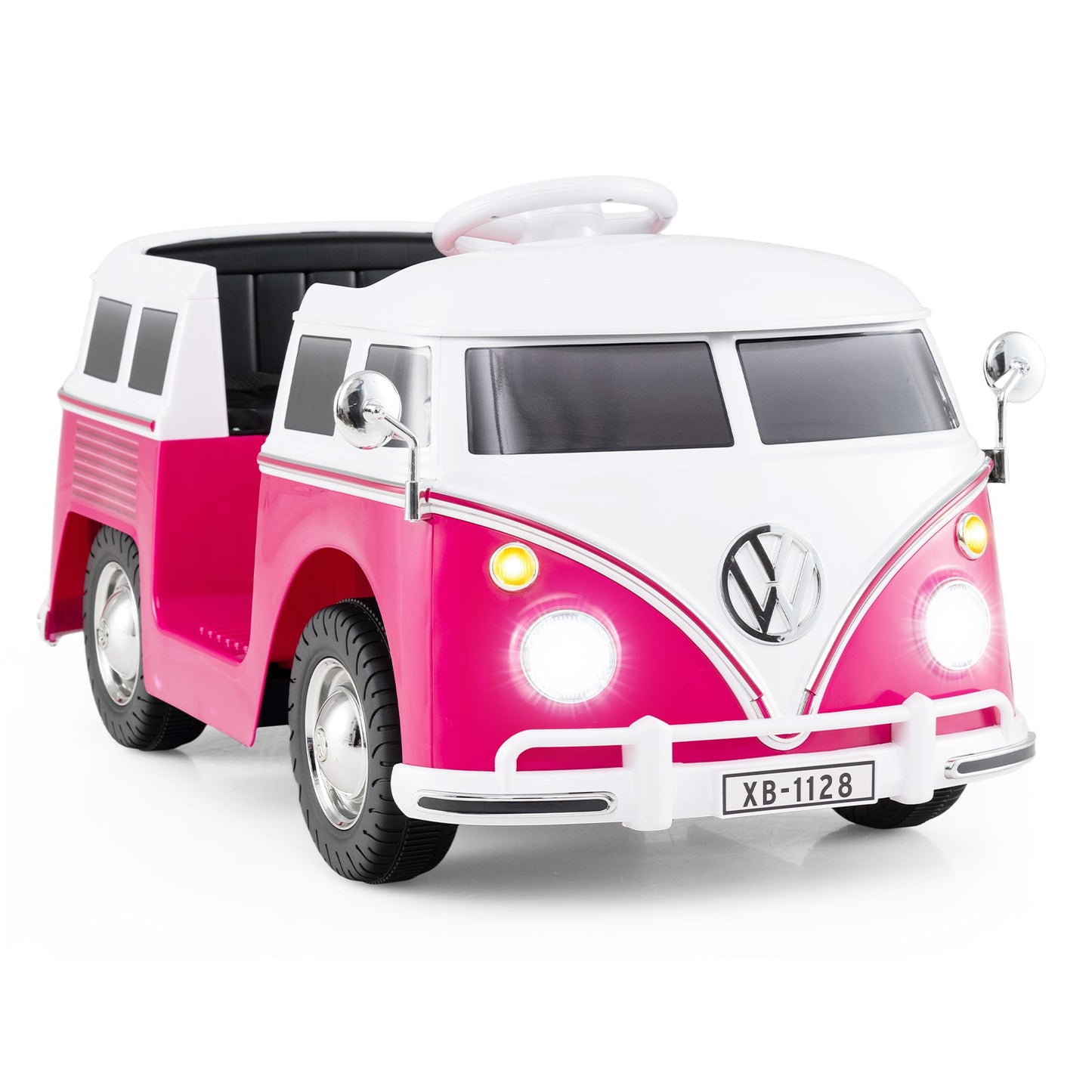 12V Ride On Car Licensed Volkswagen Ride-on Bus with Cup Holder and LED Headlights for 3+ Years Old