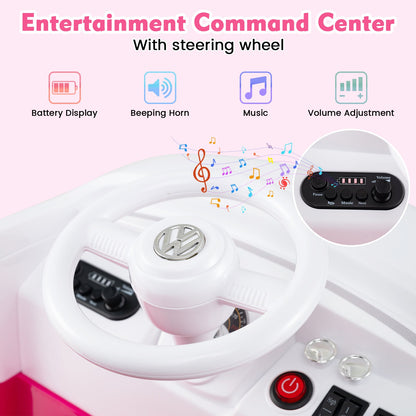 12V Ride On Car Licensed Volkswagen Ride-on Bus with Cup Holder and LED Headlights for 3+ Years Old