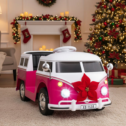 12V Ride On Car Licensed Volkswagen Ride-on Bus with Cup Holder and LED Headlights for 3+ Years Old
