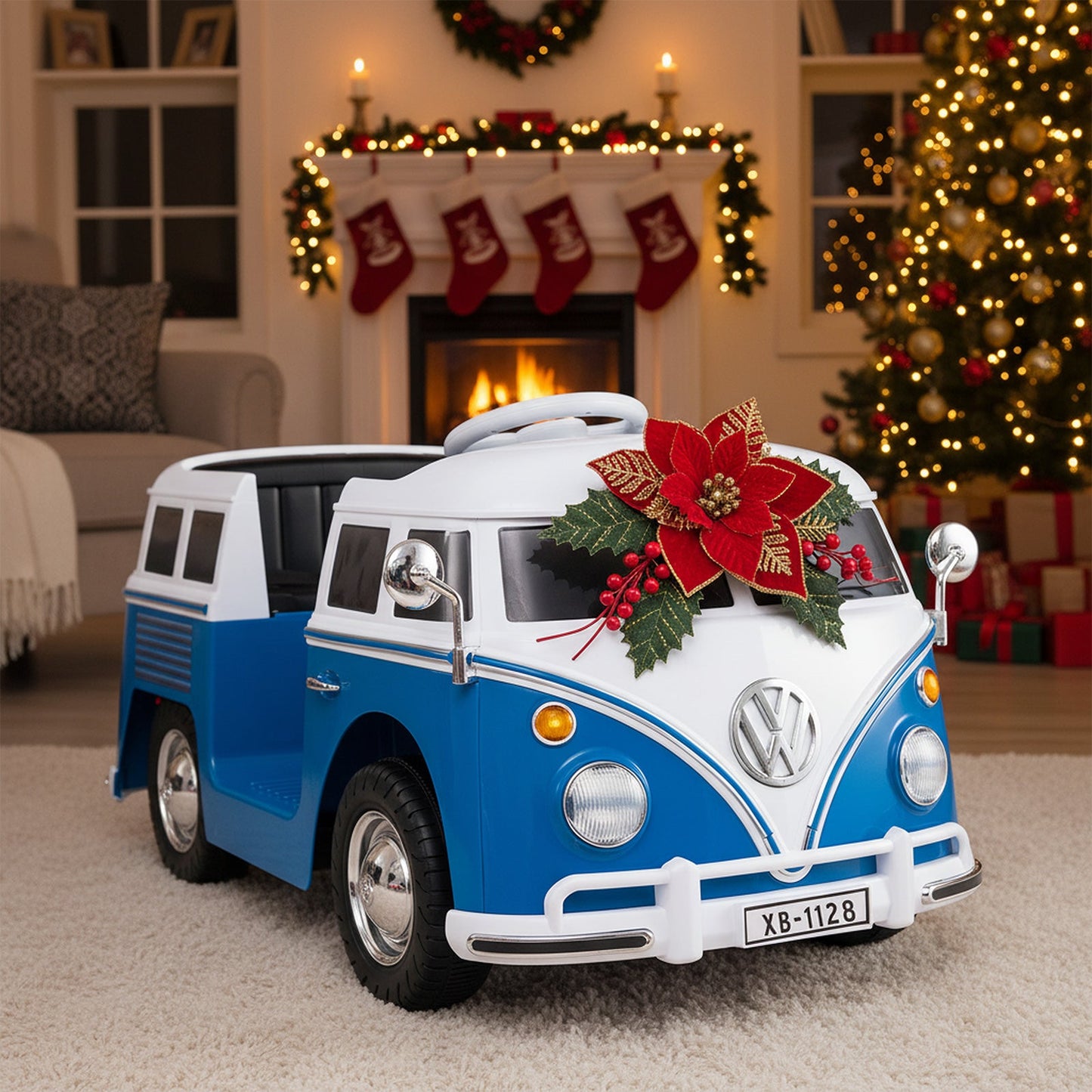 12V Ride On Car Licensed Volkswagen Ride-on Bus with Cup Holder and LED Headlights for 3+ Years Old