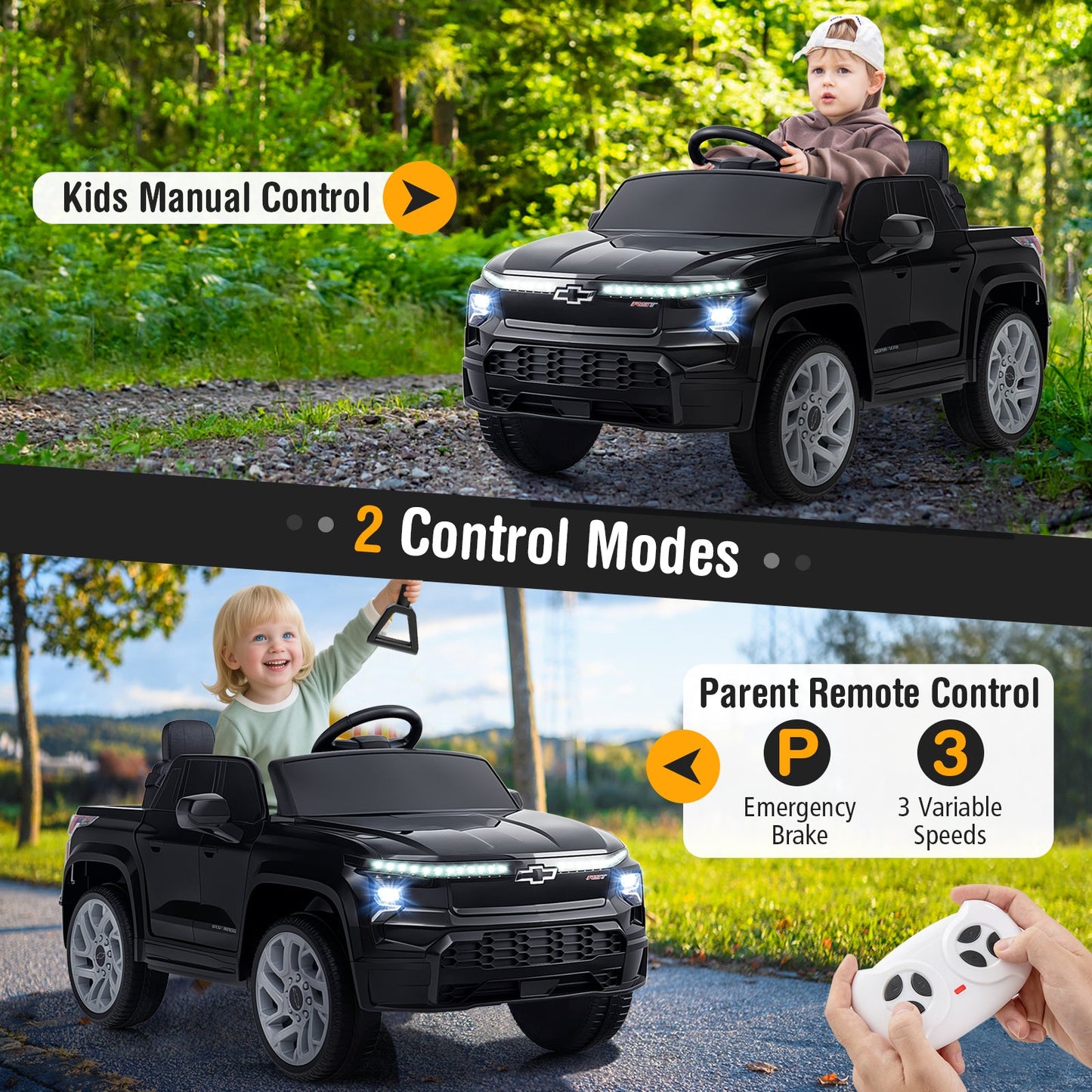 12V Ride on Car Truck Licensed Chevrolet with Remote Control Gift for 3+