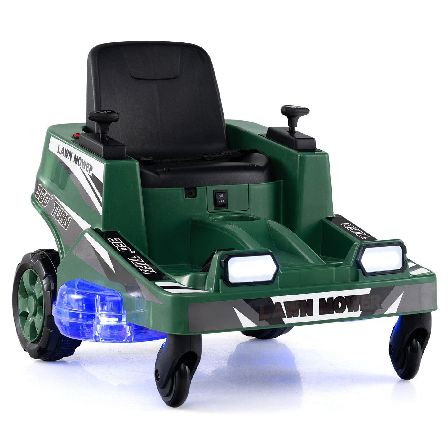 12V Ride on Lawn Mower for Kids with Dual Control Sticks and LED Lights