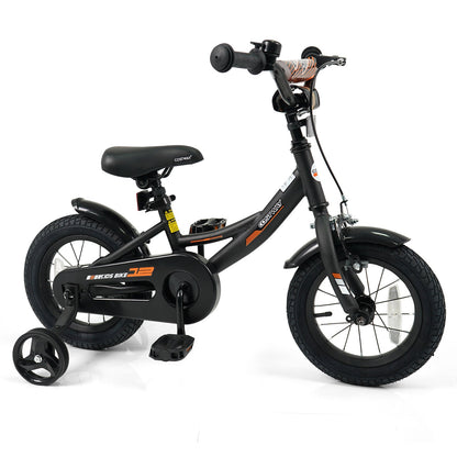 12/14/16/18 Inches Kids Bike with Removable Training Wheels and Adjustable Seatfor 3-8 Years Old Black