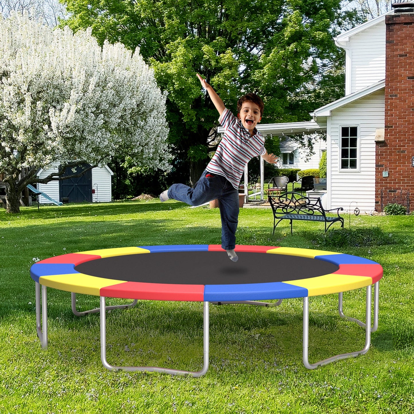8-16 FT Trampoline Pad Replacement Safety Pad with Fixing Straps (Multicolor)