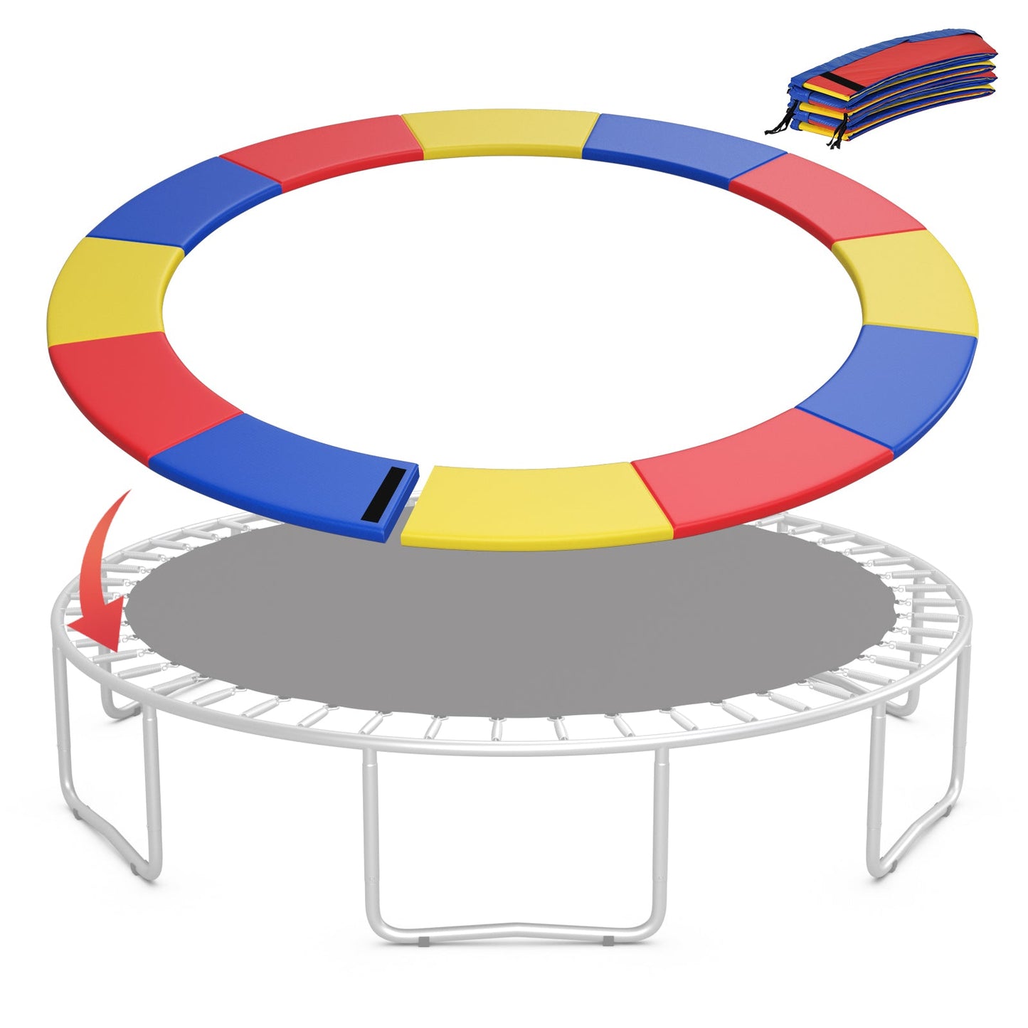 8-16 FT Trampoline Pad Replacement Safety Pad with Fixing Straps (Multicolor)