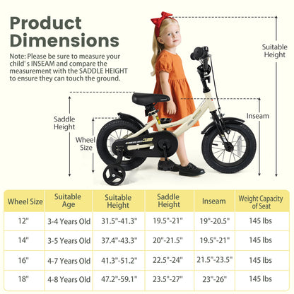 14 Inches Kids Bike Sport Bicycle with Removable Training Wheels