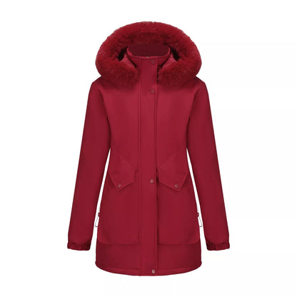 Full Size Fur Hooded Warm Winter Parka Outerwear Plus Size