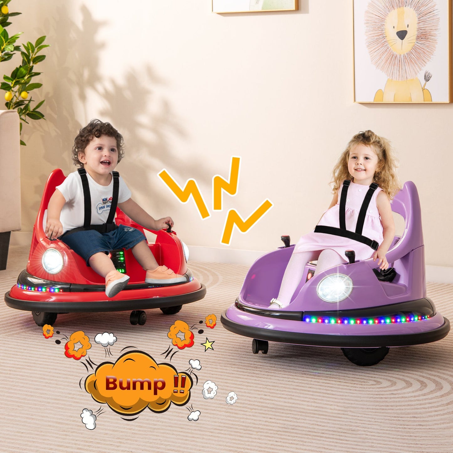 12V Kids Ride On Bumper Car with Remote Control and Dual Joysticks