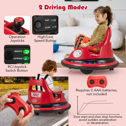 12V Kids Ride On Bumper Car with Remote Control and Dual Joysticks