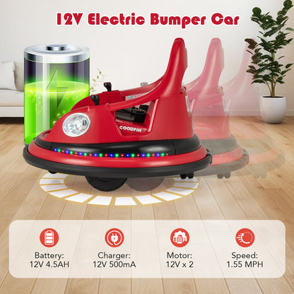 12V Kids Ride On Bumper Car with Remote Control and Dual Joysticks