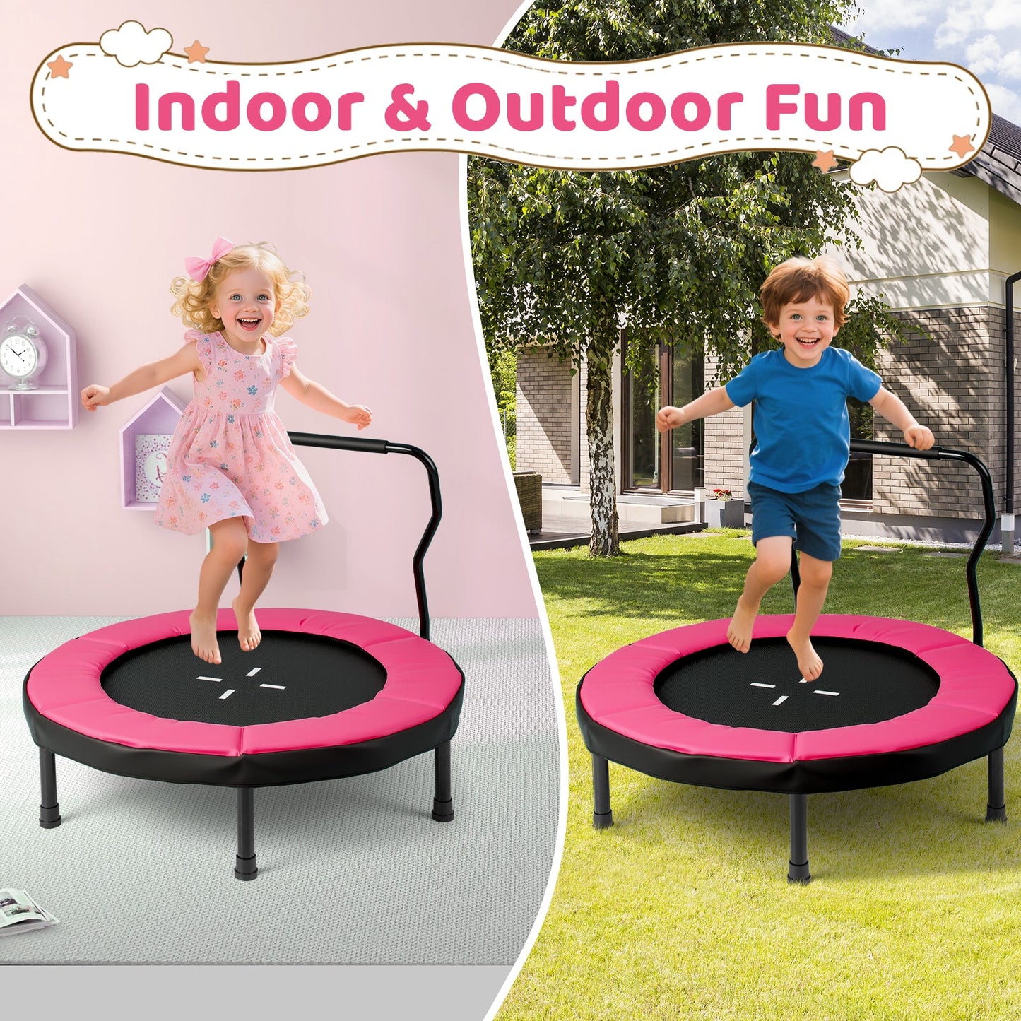 40 Inch Trampoline for Kids Indoor Outdoor Fitness Trampoline