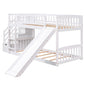 Twin Over Twin Stairway Bunk Bed With Two Drawers And Slide