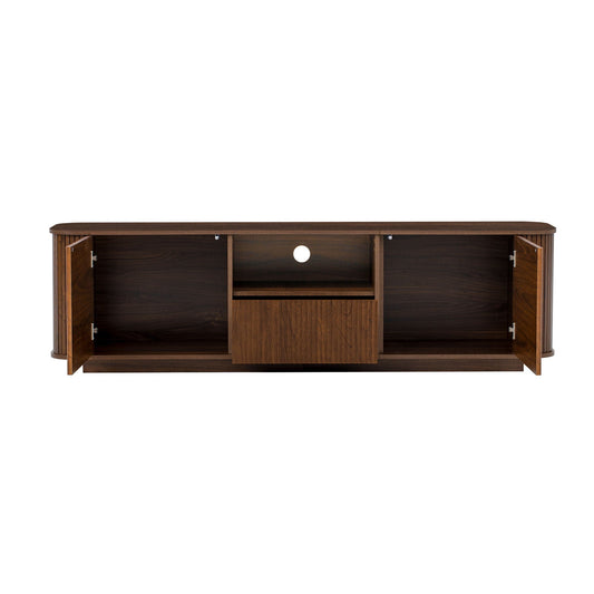 70" TV Stand With Ample Storage, Curved Corners - Dark Brown